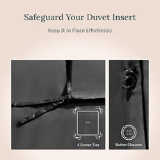 California Design Den Duvet Cover King Size Only - Premium 400 Thread Count, Natural 100% Cotton King Comforter Cover, Soft Sateen Weave, Button Closure and Corner Ties - Black