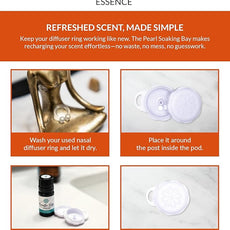 Essence Pearl Travel Case - Wearable Aromatherapy Kit with Nasal Diffuser Rings, Soaking Bay, and 5mL Essential Oil – Portable Wellness Gift Set for On-The-Go Self Care