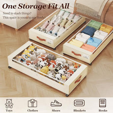 Yecaye Under Bed Storage with Wheels 2Pack, 70L Larger Capacity Under Bed Storage Containers, Underbed Shoe Storage Organizer, Rolling Under Bed Metal Drawers for Clothes, Blankets(35.5 x 17 x 6.7in)