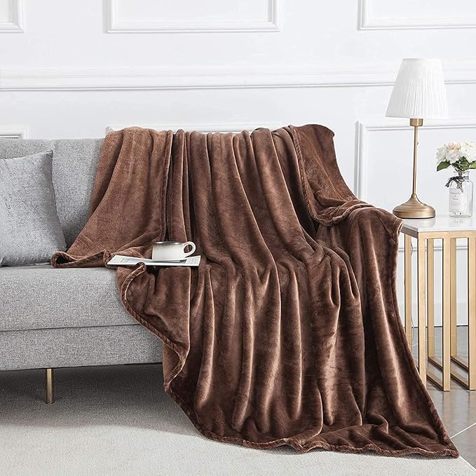 IR Imperial Rooms Fleece Blanket - Super Soft Fluffy Throw Blanket for Sofa and Bed - Warm and Cozy Lightweight 400 GSM Microfiber Bed Throws Blankets, 50 x 60 Inches (Throw/Travel, Coffee)