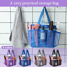 Hillban 4 Pcs Mesh Shower Caddy Portable Large Quick Dry Shower Caddy Basket with Deeper 8 Pockets and 2 Handles Hanging Bag for College Dorm Room(Blue, Purple, Black, Gray)