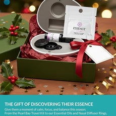 Essence Pearl Travel Case - Wearable Aromatherapy Kit with Nasal Diffuser Rings, Soaking Bay, and 5mL Essential Oil – Portable Wellness Gift Set for On?The?Go Self Care