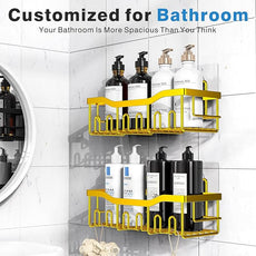 EUDELE Shower Caddy 2 Pack, Adhesive Organizer for Bathroom Storage, Home Decor & Kitchen, No Drilling, Rustproof Stainless Steel Shelf, Bathroom Decor Sets