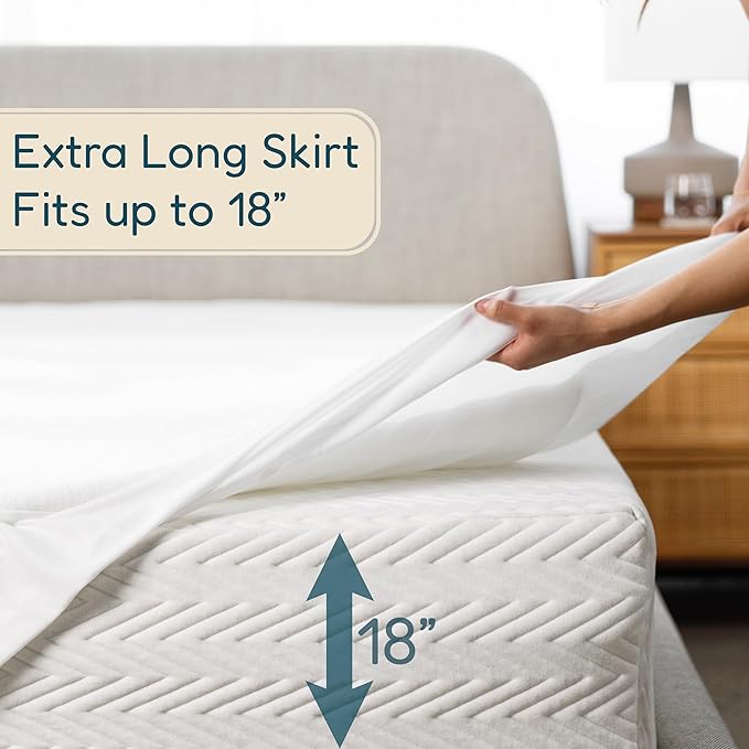 DreamOasis Waterproof Mattress Protector Full Size - Premium Bamboo Viscose, Super Soft, Breathable, Machine Washable, Noiseless Bed Mattress Cover - White