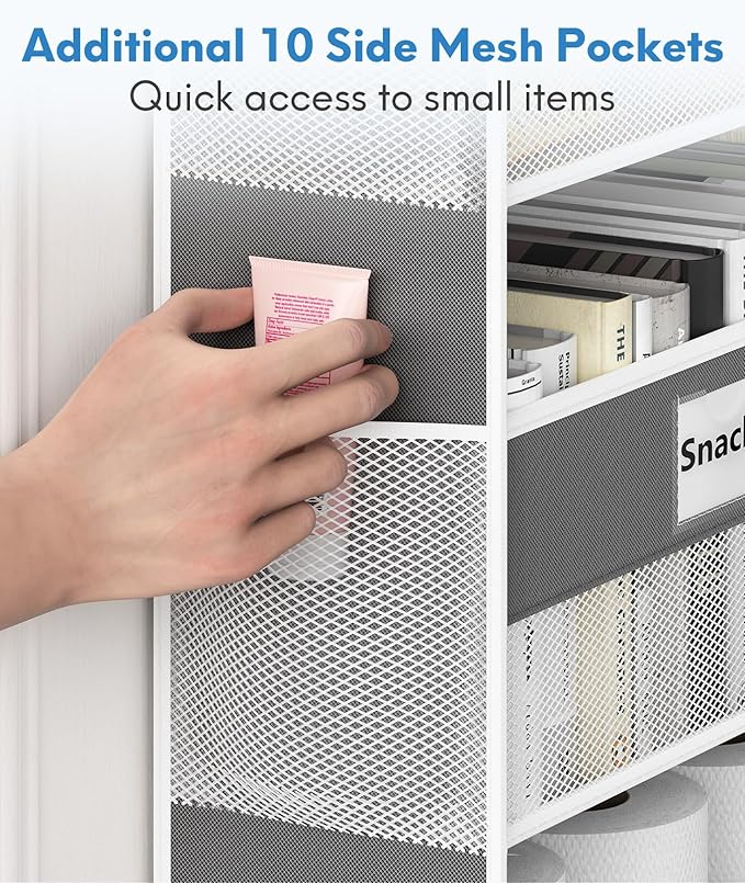 Over The Door Organizer Hanging, 2 Pack 5 Shelf Behind The Doors Storage, Pantry Door Organizer, Closet Organizers for Bedroom and Nursery (Dark Grey)