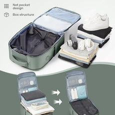 Vacuum Backpack Travel for Women Men, Travel Backpack with Vacuum System, Small Compression Backpacks Flight Approved, Travel Vacuum Bags with 14inch Laptop Compartment, Contain Pump, Green