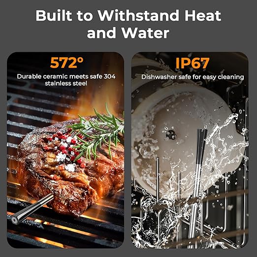 BlueSwan Wireless Meat Thermometer Digital, Food Thermometer Bluetooth 820 ft Range with APP for Grill, Smoker, Oven, Magnetic Design for BBQ, Cooking, Valentines Day Gift for Him, Gifts for Men