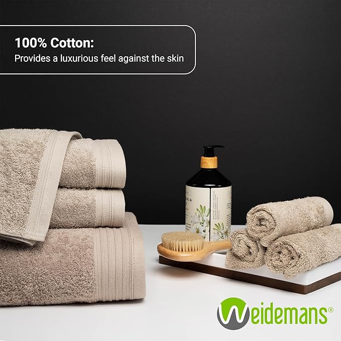 Premium 8 Pieces Towel Set Including 2 Bath Towels 30" x 56", 2 Hand Towels 18" x 30" and 4 Washcloths 13" x 13" - Color: Apple Green & Sand | Pure Cotton |Machine Washable high Absorbency