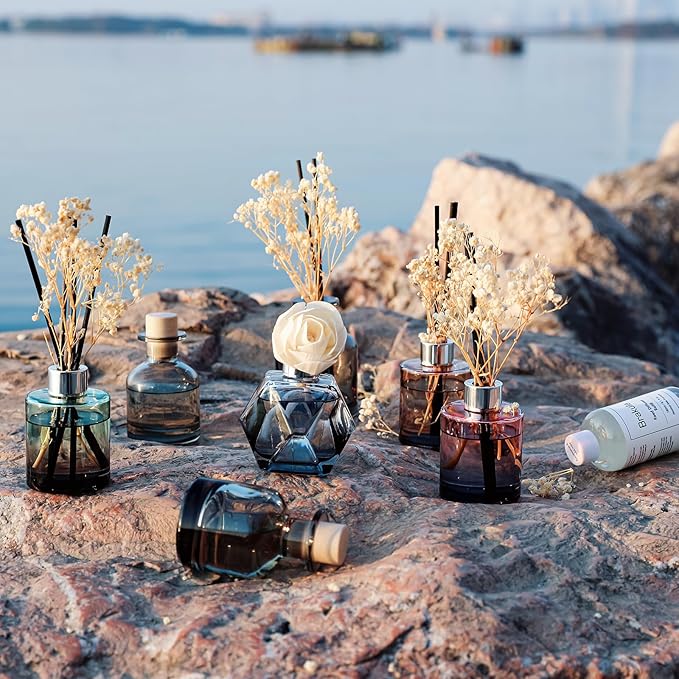 Brakula 2 Pack Reed Diffuser, Bamboo + Lavender Eucalyptus (3.38 fl oz Each Pack), Home Fragrance with 12 Sticks, Shelf Decor, Reed diffusers for Home