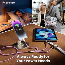 Travel Essentials, Travel Charger for iPhone 17 and Apple Watch for Multiple Devices, Charging and Data Sync, 3 in 2 USB A/USB C Multi Charger with 3 Ports Compatible for Apple Watch/iPhone 17-6, 5 FT