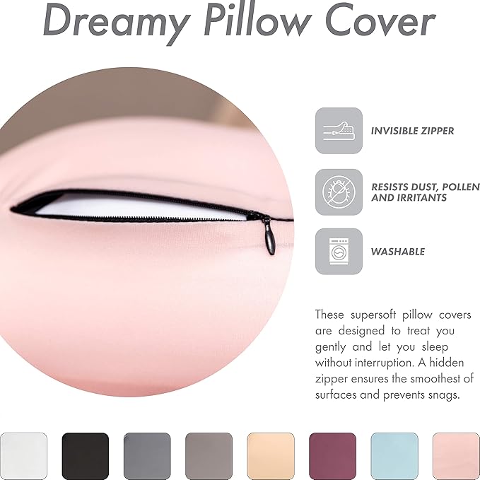 Cover Only for Premium Microbead Bed Pillow, X-Large Extra Smooth - Ultra Comfortable Sleep with Silk Like Anti Aging Cover 85% Spandex/ 15% Nylon Breathable, Cooling Cream Peach