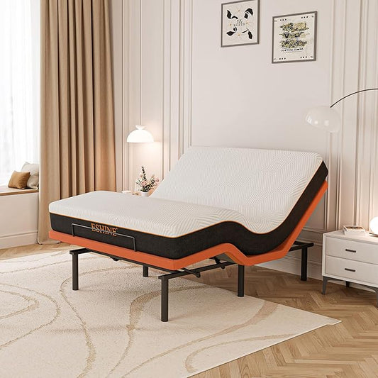 Adjustable Bed Frame with Mattress - 10 Inch Gel Memory Foam Mattress Queen Size Adjustable Bed Bluetooth APP Control, Wireless Remote, Zero Gravity, Anti Snore, Head and Foot Incline, 2000 Series