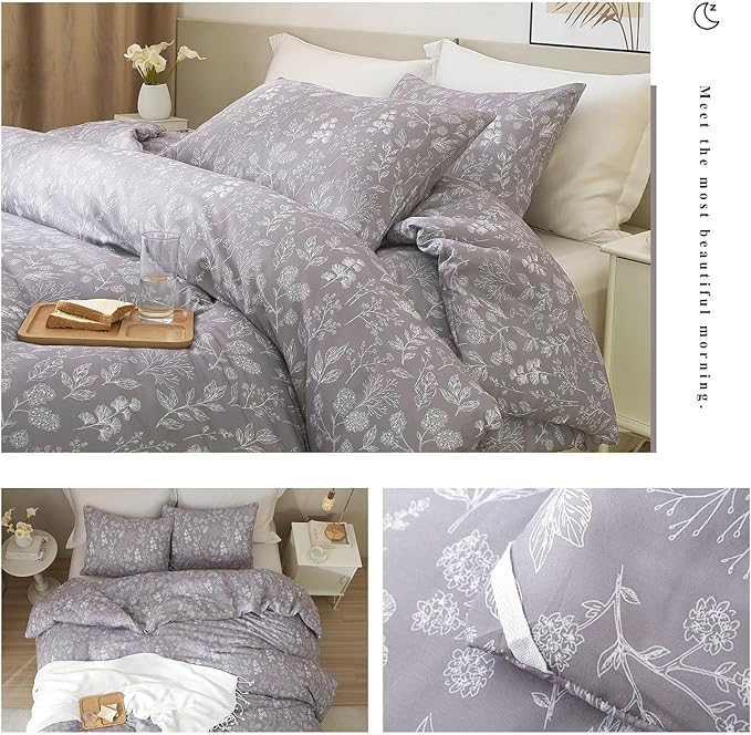 HighBuy Aesthetic Floral Duvet Cover Twin XL 100% Cotton Bedding Set for Girls Lavender Botanical Flowers Bed Comforter Cover Twin XL Boho Vintage Duvet Cover Set 3 Piece Cottagecore Style