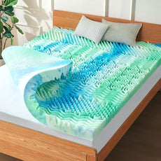 3 Inch 7-Zone King Memory Foam Mattress Topper Egg Crate Cooling Gel Infused Mattress Pad Bed Topper for Pressure Relief and Back Pain Soft & Breathable, CertiPUR-US Certified