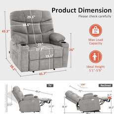 MCombo Oversized Power Lift Recliner Chair with Extended Footrest, Extra Wide 27.2