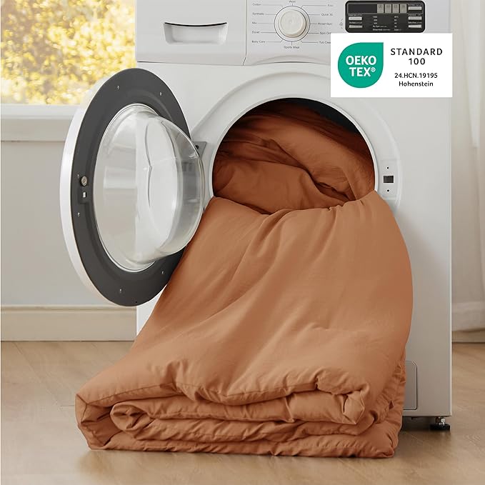 Bedsure Full Size Comforter Set, Pumpkin Soft Prewashed Bedding for All Seasons, 3 Pieces GentleSoft™ Warm Down Alternative Bed Set, 1 Lightweight Comforter (82"x86") and 2 Pillowcases (20"x26")