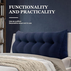 11 lbs Thickened Wedge Pillow Headboard Body Positioner Triangular Reading Pillow Bed Bolster Pillow for Sitting in Bedwith Removable Cover Gift for Mom Backrest Cordury Blue Queen