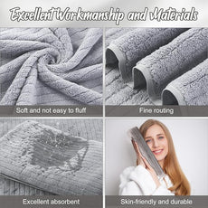 16 Pack Microfiber Bath Towels Bulk 27'' x 60'' Oversized Size Bath Towel Highly Absorbent Extra Large Soft Drying for Shower Beach Winter Salon Sport Gym Party (Stripe,Grey)