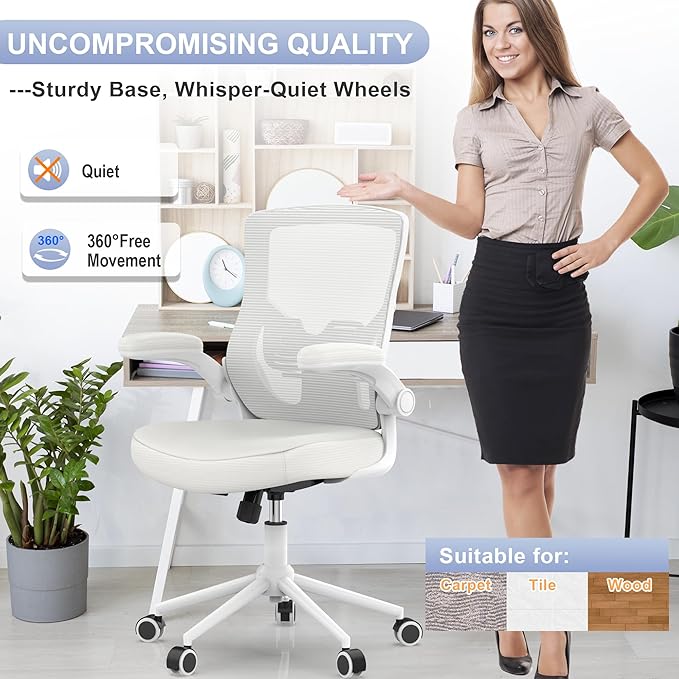Office Chair, High Back Desk Chair Adjustable Height and Ergonomic Design Home Office Computer Chair, Executive Lumbar Support Padded Flip-up Armrest Office Chair