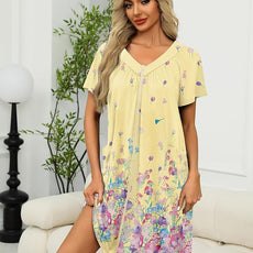 Ekouaer Women Robe Zipper Front Mumu Duster Robes Zip Up Housecoat Soft Sleepwear with Pockets