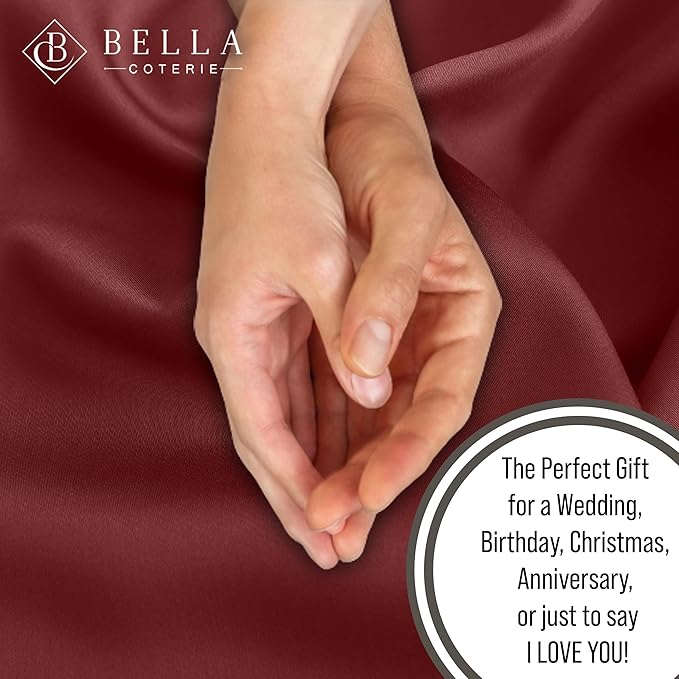 Bella Coterie 6 Piece Luxury Bamboo Viscose Queen Size Sheet Set | 100% Organically Grown | Cooling for Hot Sleepers | 18" Deep Pocket | Soft & Hypoallergenic | 4 Pillowcases [Merlot]