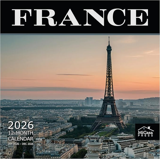 MICASA PRESS France 2026 Wall Calendar 12 Month | 12" x 24" Open | Thick & Sturdy Paper | Holiday Gift | Europe Travel Calendar 2026