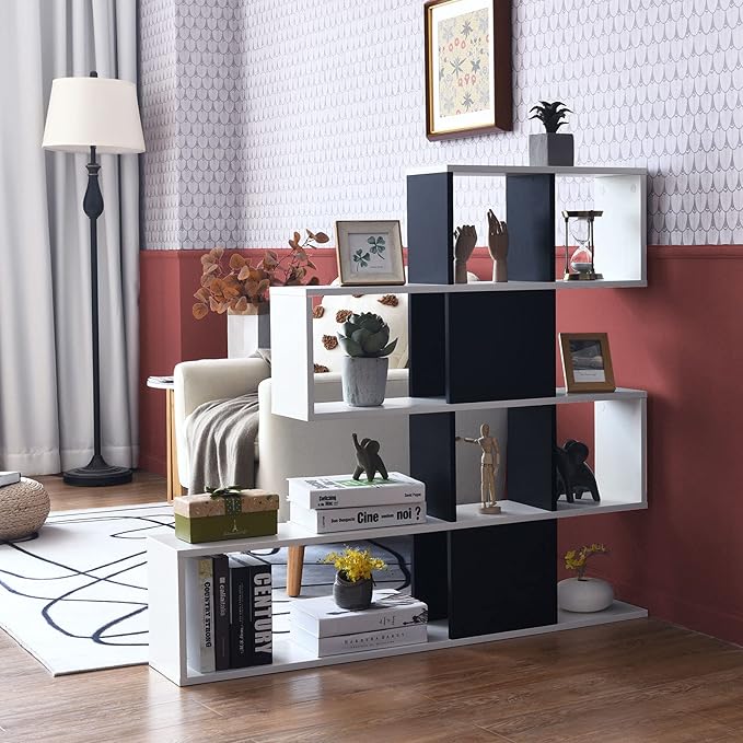 Tangkula 8 Cubes Bookshelf, Modern Ladder Corner Bookcase, 8-Cube Open Stepped Storage Bookcase, 5-Tier Display Shelf for Home Office, 47 x 8 x 43 Inch, Living Room Divider Booksheif