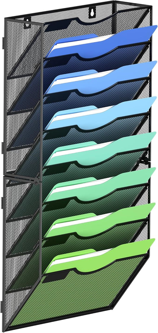 Kuntine.B Wall File Organizer (Black, 8 Tier)