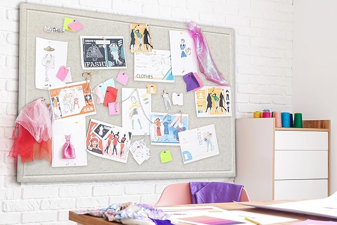 Large Bulletin Board - Foldable 24x18 Inches Cork Board Alternative with 20 Push Pins, Self-Adhesive Felt Bulletin Board for Wall, Home Office Classroom Decor