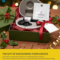 Essence Pearl Travel Case - Wearable Aromatherapy Kit with Nasal Diffuser Rings, Soaking Bay, and 5mL Essential Oil – Portable Wellness Gift Set for On?The?Go Self Care