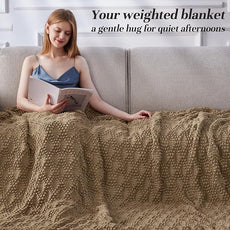 Knitted Weighted Blanket for Adult, Chunky Knit Weighted Throw for Sleep 80