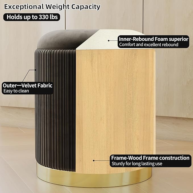 Twira Round Ottoman with Storage Set of 2, Velvet Nesting Ottoman for Living Room,Bedroom,Dorm,RV, Flip-up Lid Coffee Table, Upholstered Makeup Vanity Stool,Multifunctional Foot Rest 330lbs Load Black