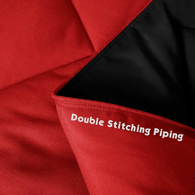 HIG 3pc Red Twin/Twin XL Comforter Set - All Season Reversible Down Alternative Comforter with Sham - Quilted Duvet Insert with Corner Tabs - Diamond Stitched Blanket - Breathable, Soft, Fluffy