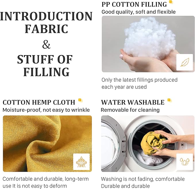 11 lbs Thickened Headboard Pillow Wedge Pillow Headboard Reading Pillow Bed for Comfortable Backrest Reading Triangular Pillow with Side Pocket for Sitting in Bed Cotton Linen Yellow Queen