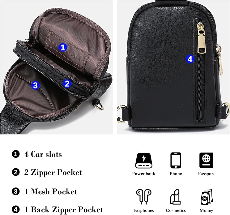 INICAT Travel Small Crossbody Sling Bags Women Cross Body Purses Passport Holder Vegan Leather Fanny Packs Birthday Gifts