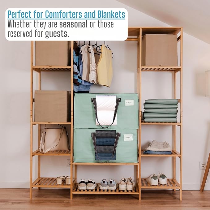 VENO 10 Pack Moving Bags, Christmas Storage Bins, Moving Boxes Alternative, Comforter and Blanket Storage Bags, College Dorm Packing Supplies, Foldable Heavy-Duty Tote (Light Green Matte, 10 Pack)