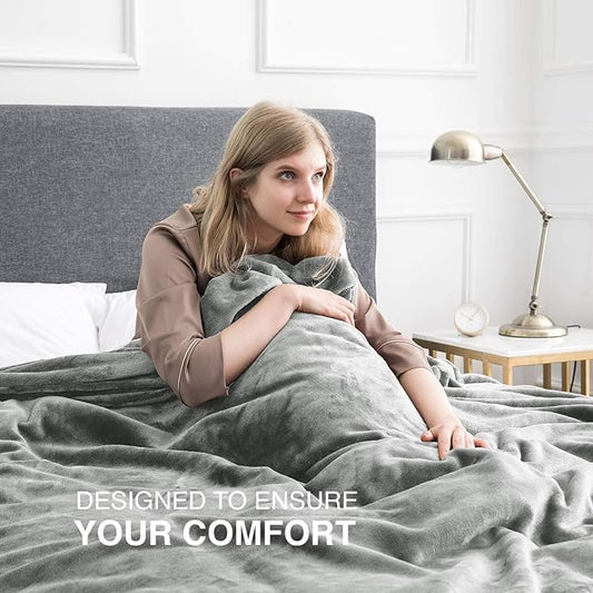 IR Imperial Rooms Fleece Blanket Twin Size 60 x 80 Inches - Super Soft Fluffy Light Grey Throw Blanket for Sofa and Bed - Warm and Cozy Lightweight 400 GSM Microfiber Bed Throws Blankets