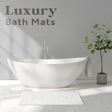 Avalon Towels White Bath Mat - 100% Cotton Set of 2 Absorbent Bathmat - Bathroom Mats Quick Dry Bath Mats for Bathrooms (22x34 Inches)