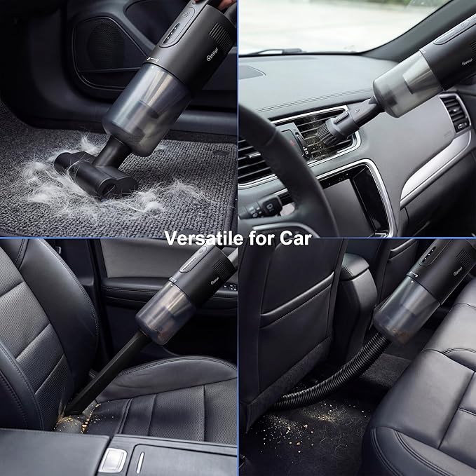 Handheld Vacuum Cordless, 5-in-1 Car Vacuum Portable Cordless 30 Mins Rapid Rechargeable Hand Vacuum Brushless Motor 19000Pa Strong Suction, Dust Busters for Car Home with 4 Nozzles, Black