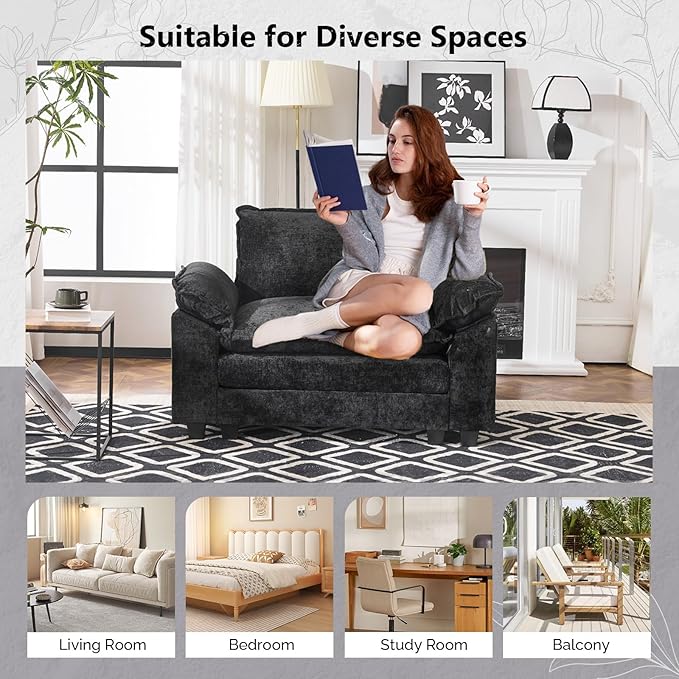 VINGLI Cloud Black Single Chair with Armrest