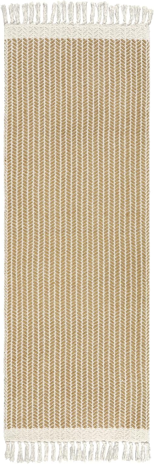 Lahome Boho Bathroom Runner Rug, 2x6 Laundry Room Lightweight Entry Runner Woven Cotton Throw Carpet with Tassels, Farmhouse Non Shedding Washable Rugs Low Pile for Kitchen Hallway, Khaki