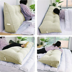 10 lbs Thickened Headboard Pillow Wedge Pillow Headboard Reading Pillow Bed for Comfortable Backrest Reading Triangular Pillow with Side Pocket Backrest Pillows for Sitting in Bed White Full
