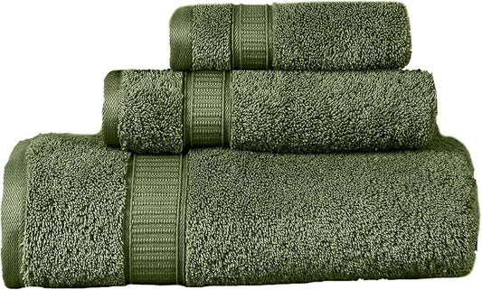 Personalized Towels, Hotel & Spa Quality, Soft & Highly Absorbent, Bathroom Set, 100% Cotton Monogrammed towels 3 Piece Towel Set, Includes 1 Bath Towel, 1 Hand Towel, 1 Washcloth Forest Green