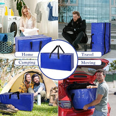 10 Pack Moving Bags Heavy Duty Extra Large Storage Bags with Zippers, Handles, Backpack Straps Packing Bag for Moving College Dorm Room Essentials, Camping, Travel, Clothes 93 L 25 Gallons(Blue)
