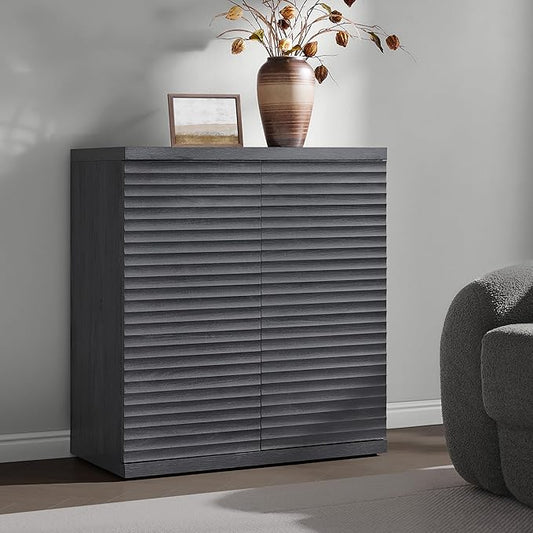 SICOTAS Buffet Cabinet with Storage Accent Sideboard Modern Credenza with Doors & Shelves Fluted Media Console Mid Century Coffee Bar Table for Living Room Kitchen Dining Room Hallway (1PCS)