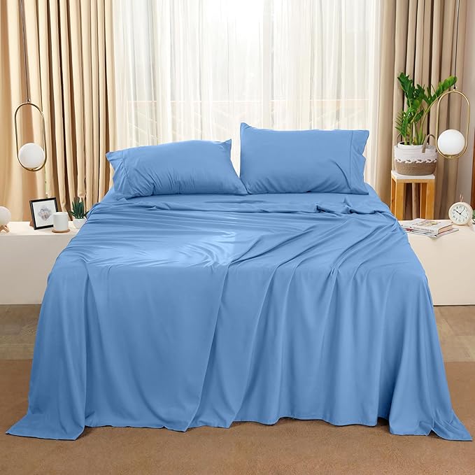 Utopia Bedding Queen Sheet Set – 4 Piece Bed Sheets for Queen Size Bed, Soft and Breathable Microfiber, Includes 1 Fitted Sheet, 1 Flat Sheet and 2 Pillowcases (Dutch Blue)