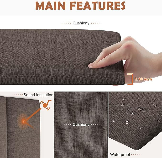 IFNOW Upholstered Wall Mounted Headboard, 3D Soundproof Wall Panels Peel and Stick for King Size, Reusable and Removable Tufted Bed Headboard in Brown (12 Panels, 10" x 24")