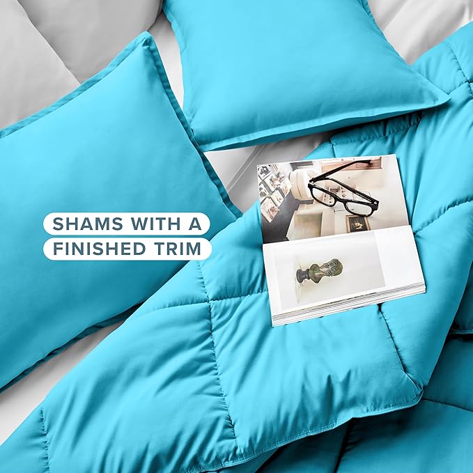 Bare Home Comforter Set - Queen Size - Ultra-Soft - Goose Down Alternative - Premium 1800 Series - All Season Warmth (Queen, Aqua)