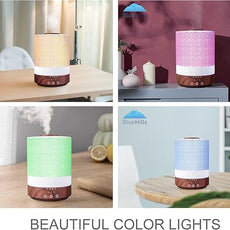 BlueHills 2500 ML XL Essential Oil Diffuser for Large Room Aroma Humidifier Home Decor Bed Baby Room Big Huge 2.5 L Capacity Long Run Color Lights Decorative Design High Mist Dark Wood Grain F004
