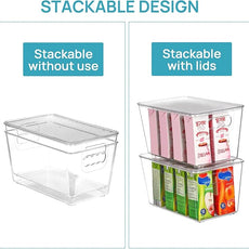 Vtopmart 1 Pack Clear Stackable Storage Bins with Lids, Medium Plastic Containers with Handle for Pantry Organizer and Storage,Perfect for Kitchen,Fridge,Cabinet, Closet,Bathroom Organization